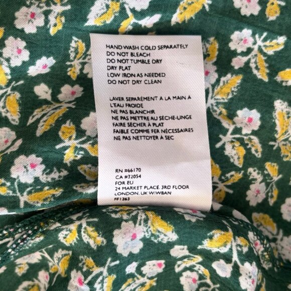 Faithfull The Brand x Anthropologie Farah Green Floral Midi Dress - Size 10 - Picture 6 of 6